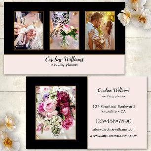 4 Photos Black Gold Wedding Planner Business Card