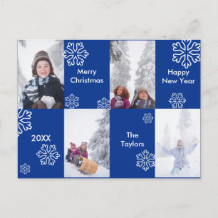 4 Photos Blue Background - Christmas Postcard
