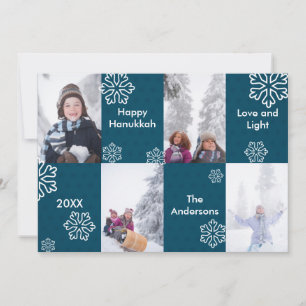 4 Photos Blue Dots Background - Hanukkah Card