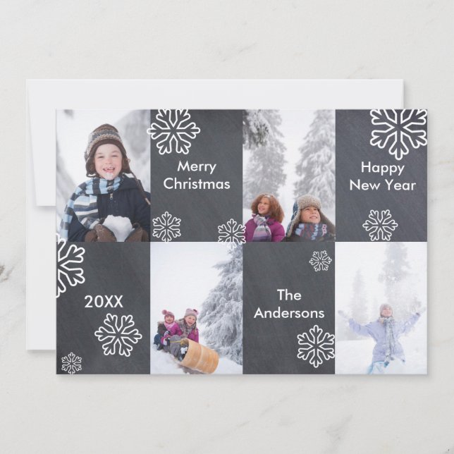 4 Photos Chalkboard Background - Christmas Card (Front)