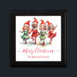 4 Photos Christmas elves Gift Box<br><div class="desc">Cute dancing Christmas elves gift box 4 photos. Personalise with photos and family name.</div>
