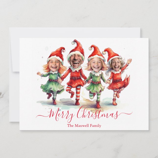 4 Photos Christmas elves  Holiday Card (Front)