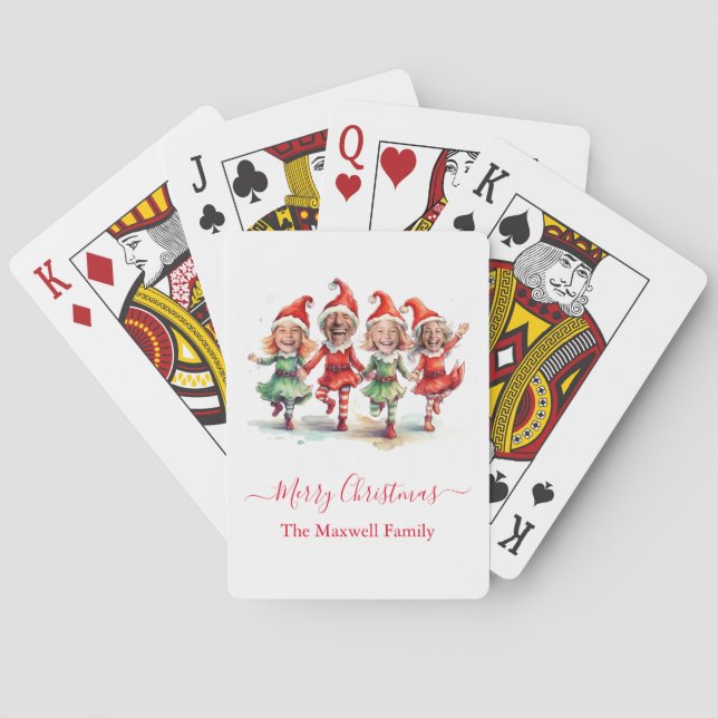 4 Photos Christmas elves  Playing Cards (Back)