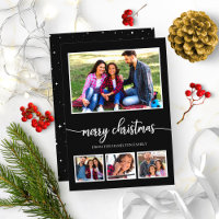 4 Photos Collage Merry Christmas Modern Black