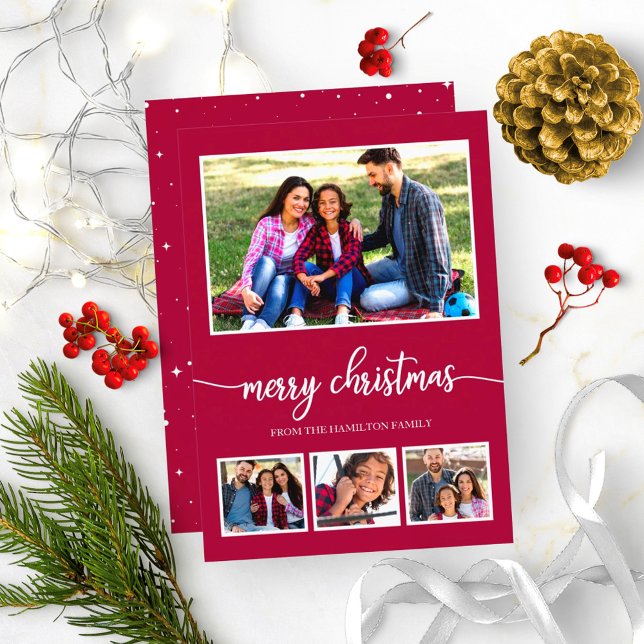 4 Photos Collage Merry Christmas Modern Holidays Invitation (Creator Uploaded)