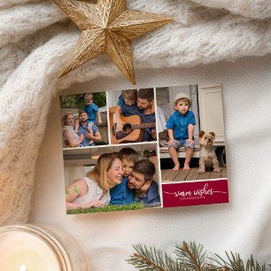 4 Photos Collage Warm Wishes Simple Christmas Postcard