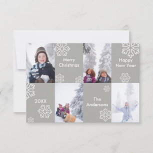 4 Photos Grey Background - 3x5 Christmas Card