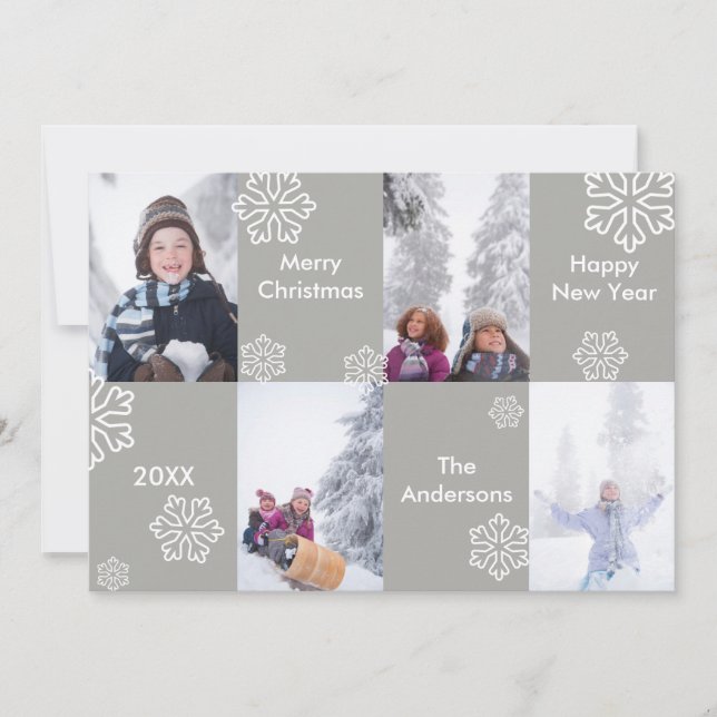 4 Photos Grey Background - Christmas Card (Front)