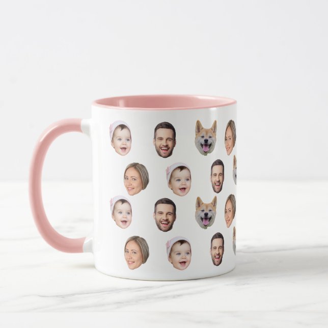 4 Photos Mug, Custom Face Photo Family Gift Mug (Left)