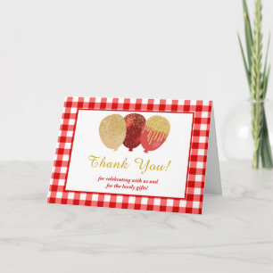 4 Photos Red Gingham Balloons Birthday Thank You Card