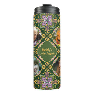 4 photos + text Olive and lavender Azulejos  Thermal Tumbler