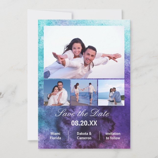 4 Photos Vertical - Painting Save the Date (Front)