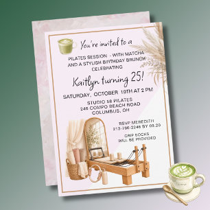 4 Pilates & Matcha (any age) 30th Birthday Event  Invitation