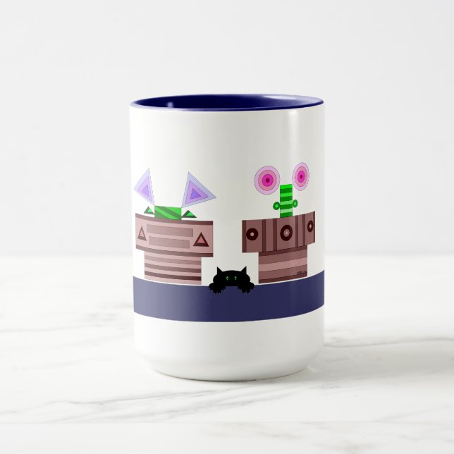 4 Pots and a Cat Mug (Center)