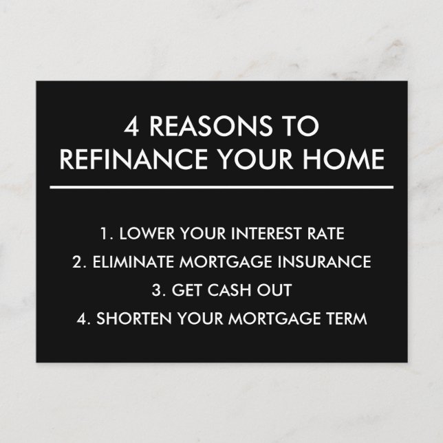 4 Reasons to Refinance Mortgage Company Refi Postcard (Front)