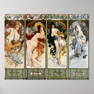 4 Seasons Alphonse Mucha Print