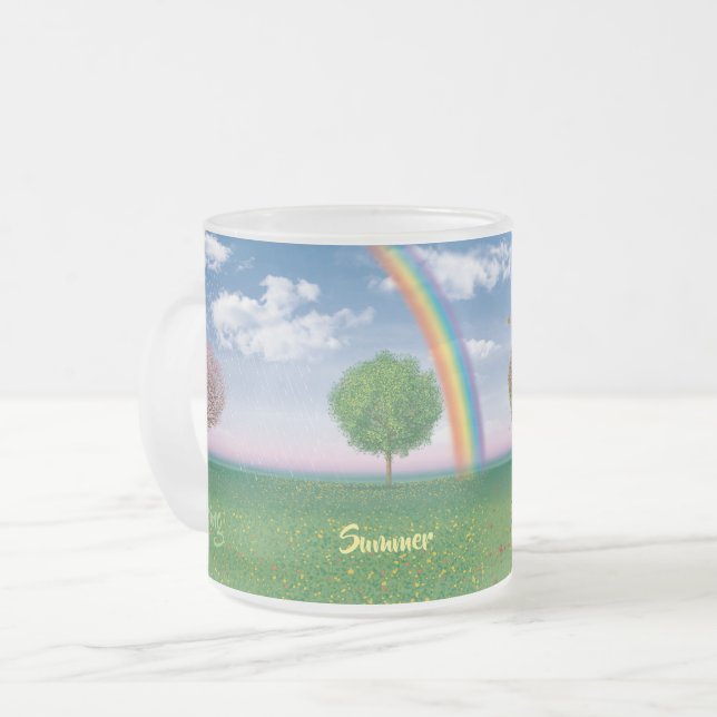 4 seasons FROSTED GLASS drinks mug (Front Left)