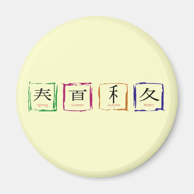 4 seasons in Japanese - black text Magnet (Front)