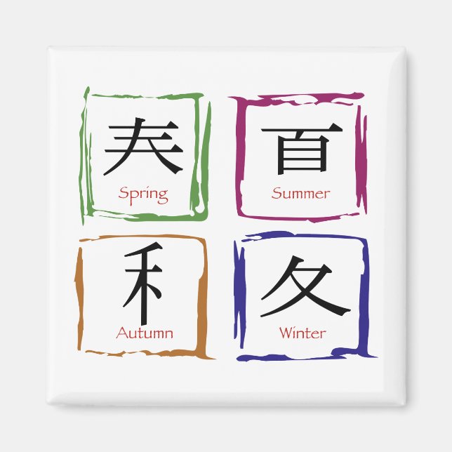 4 Seasons in Japanese square Magnet (Front)