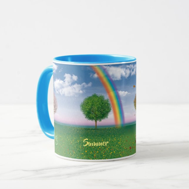 4 seasons text artwork coffee mug (Front Left)