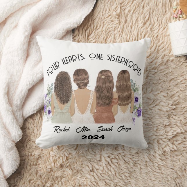4 Sisters Connected by the Heart Sister Gifts Cushion (Blanket)