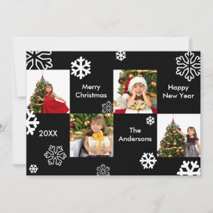 4 Square Photos Black Background - Christmas Card