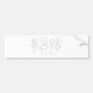 4 Stick Figures Bumper Sticker