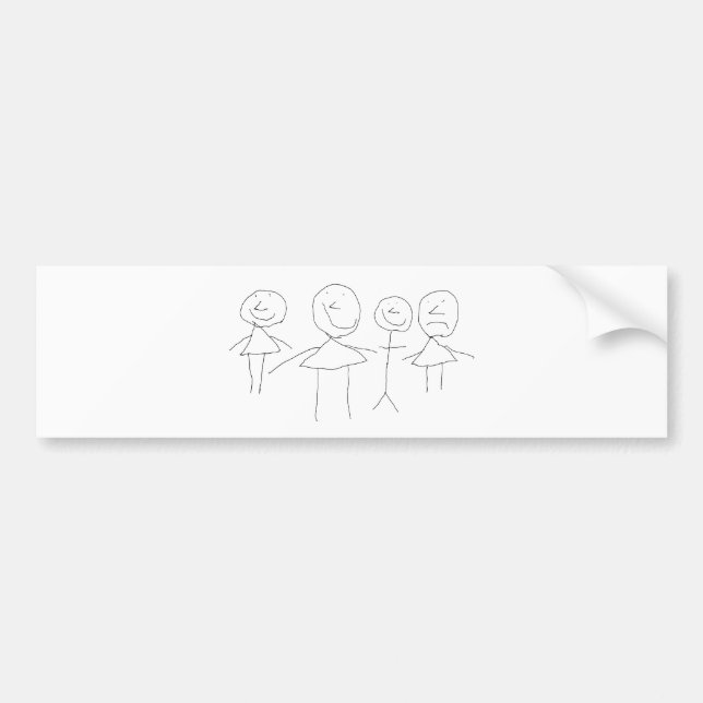 4 Stick Figures Bumper Sticker (Front)