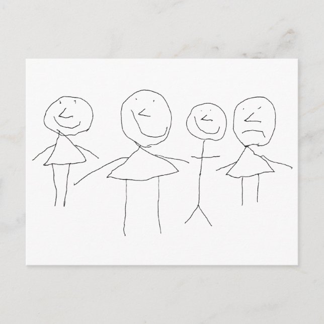 4 Stick Figures Postcard (Front)