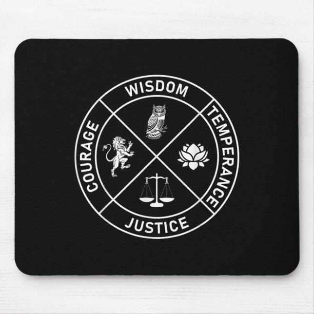 4 Stoic Virtues Wisdom Temperance Justice Courage  Mouse Pad (Front)