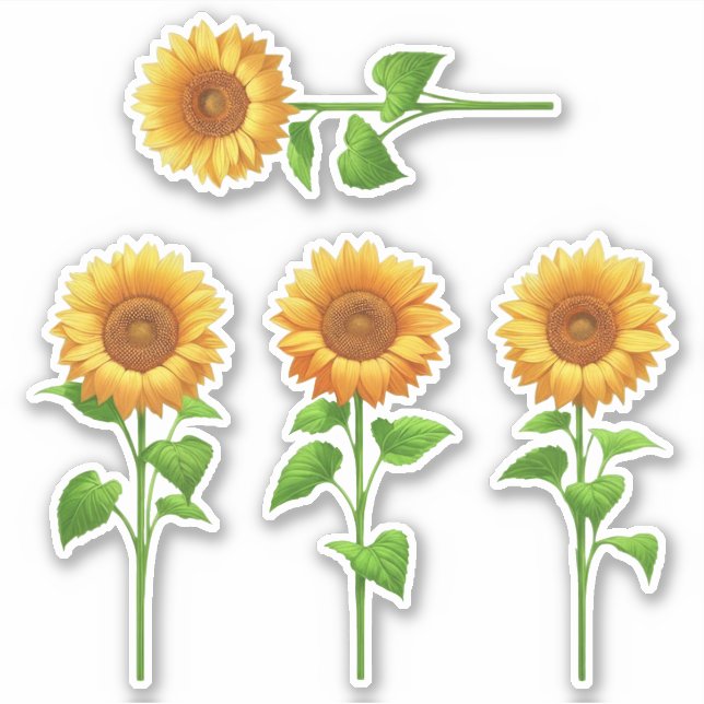 4 Sunflower Stickers (bright) (Front)