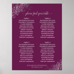4 Table Lacy Grey Wedding Seating Chart Cassis