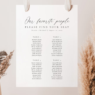 4 Tables Favourite People Acrylic Seating Chart