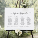 4 Tables Modern Our Favourite People Seating Chart<br><div class="desc">Minimalist Wedding Seating Chart Our favourite people for 48 guests. An elegant design in black and white or any background colour you choose. Just click the customise further link, shown under the text personalisation area on the right, and choose your custom colour background. This sign poster template makes it fast...</div>