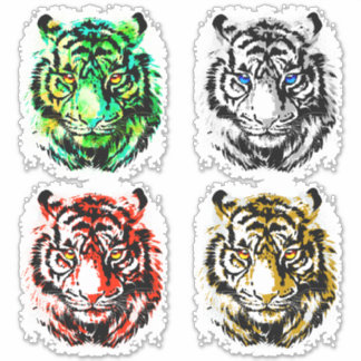 4 Tiger heads sticker - Tiger stickers