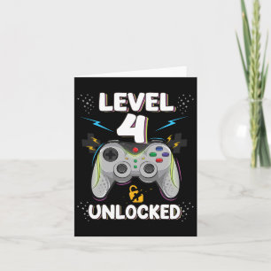 4 Unlocked Video Game 4th Birthday Gamer Gift Boys Card
