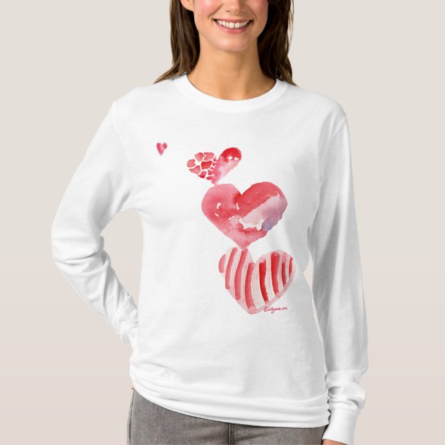 4 Valentine Hearts Tower T-shirt/ Apparel T-Shirt (Front)