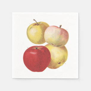 4 vintage apples illustrated napkin
