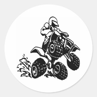 4 Wheel Quad Racing Classic Round Sticker