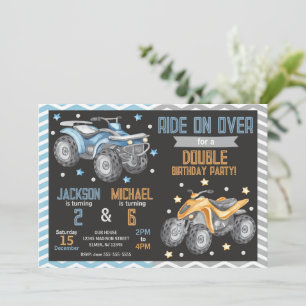 4 Wheeler Quad Bike ATV Joint Birthday Invitation