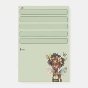 4"x6" Black Girl Fairy Post It Note