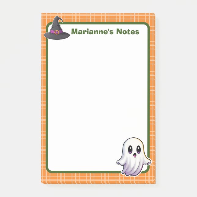 4"x6" Orange Spooky Cute Post-it Notes (Front)