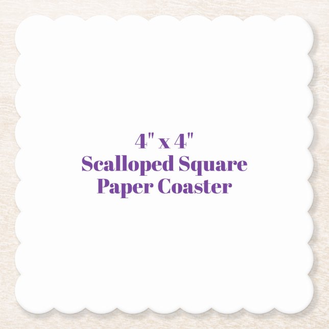 4" x 4" Scalloped Square Paper Coaster (Front)