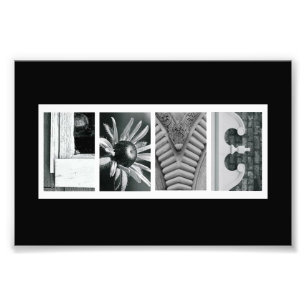 4 x 6 Love (Black) Alphabet Photo Letter Art Print