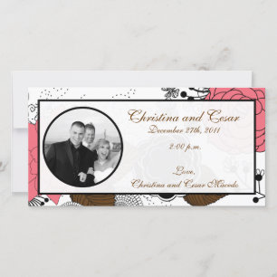 4 x 8 Engagement Photo Announcement Pink Flowers