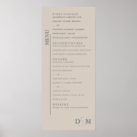 4" x 9" Perfectly Pale Wedding Menu Poster