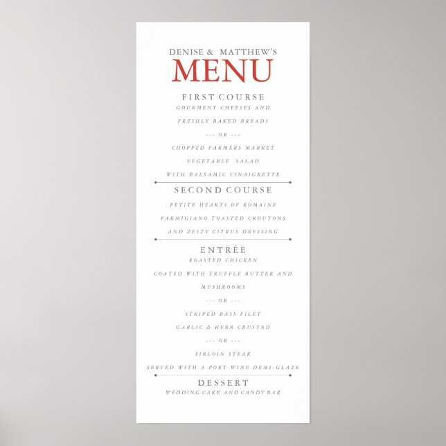 4" x 9" Poinciana Menu Poster (Front)