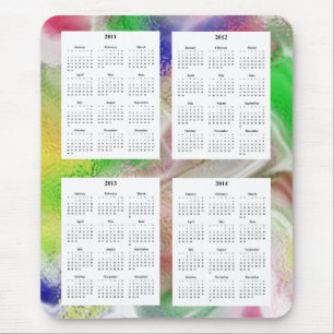 4 Year calendar on Fuzzy Colours Design Backgrd. Mouse Pad