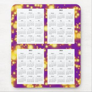 4 Year calendar on Purple Sparks Design Backgrd. Mouse Pad