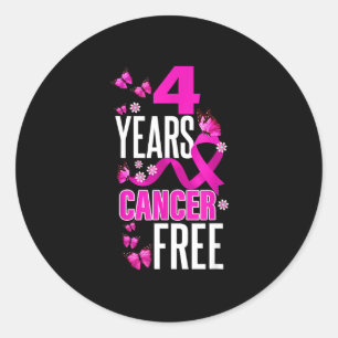 4 year cancer for breast cancer awareness classic round sticker